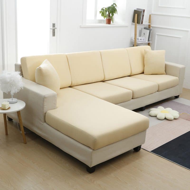 housse de coussin canape extensible beige